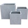 imageKante 10 Inch Square Concrete Planter for Outdoor Indoor Home Patio Garden Large Plant Pot with Drainage Hole and Rubber Plug Pure WhiteLight Gray