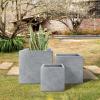 imageKante 10 Inch Square Concrete Planter for Outdoor Indoor Home Patio Garden Large Plant Pot with Drainage Hole and Rubber Plug Pure WhiteLight Gray