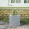 imageKante 10 Inch Square Concrete Planter for Outdoor Indoor Home Patio Garden Large Plant Pot with Drainage Hole and Rubber Plug Pure WhiteLight Gray