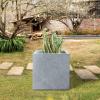 imageKante 10 Inch Square Concrete Planter for Outdoor Indoor Home Patio Garden Large Plant Pot with Drainage Hole and Rubber Plug Pure WhiteLight Gray