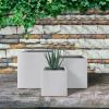 imageKante 10 Inch Square Concrete Planter for Outdoor Indoor Home Patio Garden Large Plant Pot with Drainage Hole and Rubber Plug Pure WhitePure White