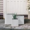 imageKante 10 Inch Square Concrete Planter for Outdoor Indoor Home Patio Garden Large Plant Pot with Drainage Hole and Rubber Plug Pure WhitePure White