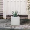 imageKante 10 Inch Square Concrete Planter for Outdoor Indoor Home Patio Garden Large Plant Pot with Drainage Hole and Rubber Plug Pure WhitePure White