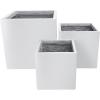 imageKante 10 Inch Square Concrete Planter for Outdoor Indoor Home Patio Garden Large Plant Pot with Drainage Hole and Rubber Plug Pure WhitePure White