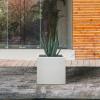 imageKante 10 Inch Square Concrete Planter for Outdoor Indoor Home Patio Garden Large Plant Pot with Drainage Hole and Rubber Plug Pure WhitePure White
