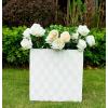 imageKante 10 Inch Square Concrete Planter for Outdoor Indoor Home Patio Garden Large Plant Pot with Drainage Hole and Rubber Plug Pure WhitePure White Scale
