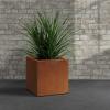 imageKante 10 Inch Square Concrete Planter for Outdoor Indoor Home Patio Garden Large Plant Pot with Drainage Hole and Rubber Plug Pure WhiteRusty