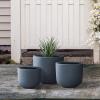 imageKante 13quot11quot9quot Dia Pure White Concrete Round Planters Set of 3 Outdoor Indoor Modern Planter Pots Lightweight Weather Resistant Seamless with Drainage HoleCharcoal