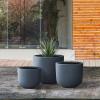 imageKante 13quot11quot9quot Dia Pure White Concrete Round Planters Set of 3 Outdoor Indoor Modern Planter Pots Lightweight Weather Resistant Seamless with Drainage HoleCharcoal