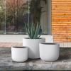 imageKante 13quot11quot9quot Dia Pure White Concrete Round Planters Set of 3 Outdoor Indoor Modern Planter Pots Lightweight Weather Resistant Seamless with Drainage HolePure White