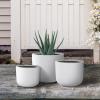 imageKante 13quot11quot9quot Dia Pure White Concrete Round Planters Set of 3 Outdoor Indoor Modern Planter Pots Lightweight Weather Resistant Seamless with Drainage HolePure White