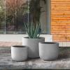 imageKante 13quot11quot9quot Dia Pure White Concrete Round Planters Set of 3 Outdoor Indoor Modern Planter Pots Lightweight Weather Resistant Seamless with Drainage HoleNatural Concrete