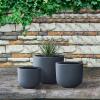 imageKante 13quot11quot9quot Dia Pure White Concrete Round Planters Set of 3 Outdoor Indoor Modern Planter Pots Lightweight Weather Resistant Seamless with Drainage HoleCharcoal