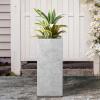 imageKante 203quot H Tall Rectangular Concrete Planter Modern Square Diameter Plant Pot with Drainage Hole and Rubber Plug for Indoor Outdoor Home Patio Garden Pure WhiteNatural Concrete
