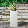imageKante 203quot H Tall Rectangular Concrete Planter Modern Square Diameter Plant Pot with Drainage Hole and Rubber Plug for Indoor Outdoor Home Patio Garden Pure WhitePure White