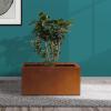 imageKante 232quot L Long Rectangular Concrete Planter Large Outdoor Indoor Garden Pots with Drainage Hole and Rubber Plug Pure WhiteFaux Weathering Steel