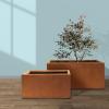 imageKante 232quot L Long Rectangular Concrete Planter Large Outdoor Indoor Garden Pots with Drainage Hole and Rubber Plug Pure WhiteFaux Weathering Steel