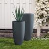 imageKante 236quot H Pure White Concrete Tall Planters Set of 2 Large Outdoor Indoor Decorative Plant Pots with Drainage Hole and Rubber Plug Modern Style for Home and GardenCharcoal
