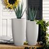 imageKante 236quot H Pure White Concrete Tall Planters Set of 2 Large Outdoor Indoor Decorative Plant Pots with Drainage Hole and Rubber Plug Modern Style for Home and GardenPure White