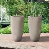 imageKante 236quot H Pure White Concrete Tall Planters Set of 2 Large Outdoor Indoor Decorative Plant Pots with Drainage Hole and Rubber Plug Modern Style for Home and GardenWeathered Concrete