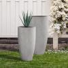 imageKante 236quot H Pure White Concrete Tall Planters Set of 2 Large Outdoor Indoor Decorative Plant Pots with Drainage Hole and Rubber Plug Modern Style for Home and GardenNatural Concrete