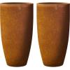 imageKante 236quot H Pure White Concrete Tall Planters Set of 2 Large Outdoor Indoor Decorative Plant Pots with Drainage Hole and Rubber Plug Modern Style for Home and GardenIron Oxide