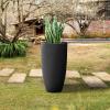 imageKante 236quot H Pure White Concrete Tall Planters Set of 2 Large Outdoor Indoor Decorative Plant Pots with Drainage Hole and Rubber Plug Modern Style for Home and GardenBlack