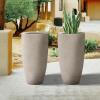 imageKante 236quot H Pure White Concrete Tall Planters Set of 2 Large Outdoor Indoor Decorative Plant Pots with Drainage Hole and Rubber Plug Modern Style for Home and GardenWeathered Concrete