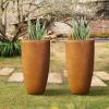 imageKante 236quot H Pure White Concrete Tall Planters Set of 2 Large Outdoor Indoor Decorative Plant Pots with Drainage Hole and Rubber Plug Modern Style for Home and GardenIron Oxide