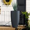 imageKante 236quot H Pure White Concrete Tall Planters Set of 2 Large Outdoor Indoor Decorative Plant Pots with Drainage Hole and Rubber Plug Modern Style for Home and GardenCharcoal