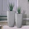 imageKante 236quot H Pure White Concrete Tall Planters Set of 2 Large Outdoor Indoor Decorative Plant Pots with Drainage Hole and Rubber Plug Modern Style for Home and GardenNatural Concrete