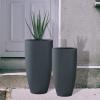imageKante 236quot H Pure White Concrete Tall Planters Set of 2 Large Outdoor Indoor Decorative Plant Pots with Drainage Hole and Rubber Plug Modern Style for Home and GardenCharcoal