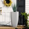 imageKante 236quot H Pure White Concrete Tall Planters Set of 2 Large Outdoor Indoor Decorative Plant Pots with Drainage Hole and Rubber Plug Modern Style for Home and GardenPure White