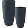 imageKante 236quot H Pure White Concrete Tall Planters Set of 2 Large Outdoor Indoor Decorative Plant Pots with Drainage Hole and Rubber Plug Modern Style for Home and GardenCharcoal