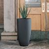 imageKante 236quot H Pure White Concrete Tall Planters Set of 2 Large Outdoor Indoor Decorative Plant Pots with Drainage Hole and Rubber Plug Modern Style for Home and GardenCharcoal