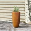 imageKante 236quot H Pure White Concrete Tall Planters Set of 2 Large Outdoor Indoor Decorative Plant Pots with Drainage Hole and Rubber Plug Modern Style for Home and GardenIron Oxide