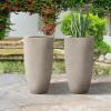 imageKante 236quot H Pure White Concrete Tall Planters Set of 2 Large Outdoor Indoor Decorative Plant Pots with Drainage Hole and Rubber Plug Modern Style for Home and GardenWeathered Concrete
