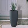 imageKante 236quot H Pure White Concrete Tall Planters Set of 2 Large Outdoor Indoor Decorative Plant Pots with Drainage Hole and Rubber Plug Modern Style for Home and GardenCharcoal