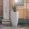imageKante 236quot H Pure White Concrete Tall Planters Set of 2 Large Outdoor Indoor Decorative Plant Pots with Drainage Hole and Rubber Plug Modern Style for Home and GardenPure White
