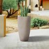 imageKante 236quot H Pure White Concrete Tall Planters Set of 2 Large Outdoor Indoor Decorative Plant Pots with Drainage Hole and Rubber Plug Modern Style for Home and GardenWeathered Concrete