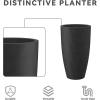 imageKante 236quot H Pure White Concrete Tall Planters Set of 2 Large Outdoor Indoor Decorative Plant Pots with Drainage Hole and Rubber Plug Modern Style for Home and GardenBlack