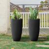 imageKante 236quot H Pure White Concrete Tall Planters Set of 2 Large Outdoor Indoor Decorative Plant Pots with Drainage Hole and Rubber Plug Modern Style for Home and GardenBlack