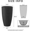 imageKante 236quot H Pure White Concrete Tall Planters Set of 2 Large Outdoor Indoor Decorative Plant Pots with Drainage Hole and Rubber Plug Modern Style for Home and GardenBlack