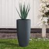 imageKante 236quot H Pure White Concrete Tall Planters Set of 2 Large Outdoor Indoor Decorative Plant Pots with Drainage Hole and Rubber Plug Modern Style for Home and GardenCharcoal