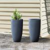imageKante 236quot H Pure White Concrete Tall Planters Set of 2 Large Outdoor Indoor Decorative Plant Pots with Drainage Hole and Rubber Plug Modern Style for Home and GardenCharcoal