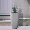 imageKante 236quot H Pure White Concrete Tall Planters Set of 2 Large Outdoor Indoor Decorative Plant Pots with Drainage Hole and Rubber Plug Modern Style for Home and GardenNatural Concrete