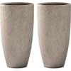 imageKante 236quot H Pure White Concrete Tall Planters Set of 2 Large Outdoor Indoor Decorative Plant Pots with Drainage Hole and Rubber Plug Modern Style for Home and GardenWeathered Concrete