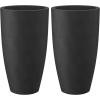 imageKante 236quot H Pure White Concrete Tall Planters Set of 2 Large Outdoor Indoor Decorative Plant Pots with Drainage Hole and Rubber Plug Modern Style for Home and GardenBlack