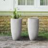 imageKante 236quot H Pure White Concrete Tall Planters Set of 2 Large Outdoor Indoor Decorative Plant Pots with Drainage Hole and Rubber Plug Modern Style for Home and GardenNatural Concrete