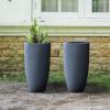 imageKante 236quot H Pure White Concrete Tall Planters Set of 2 Large Outdoor Indoor Decorative Plant Pots with Drainage Hole and Rubber Plug Modern Style for Home and GardenCharcoal